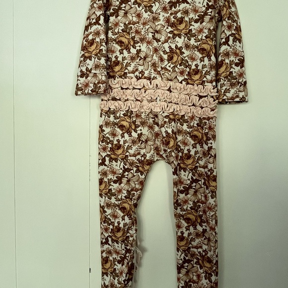 Sweet Honey Girls 5Y Floral Zipper Pajamas Lounge‎ Romper Ruffle - Picture 10 of 14